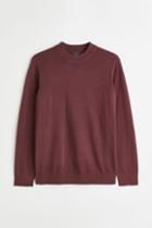 H & M - Slim Fit Fine-knit Mock Turtleneck Sweater - Red