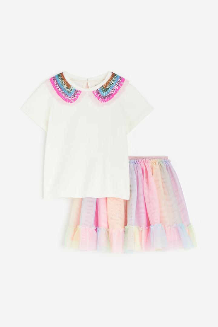 H & M - 2-piece Tulle Set - White
