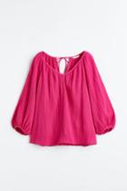 H & M - Crinkled Blouse - Pink