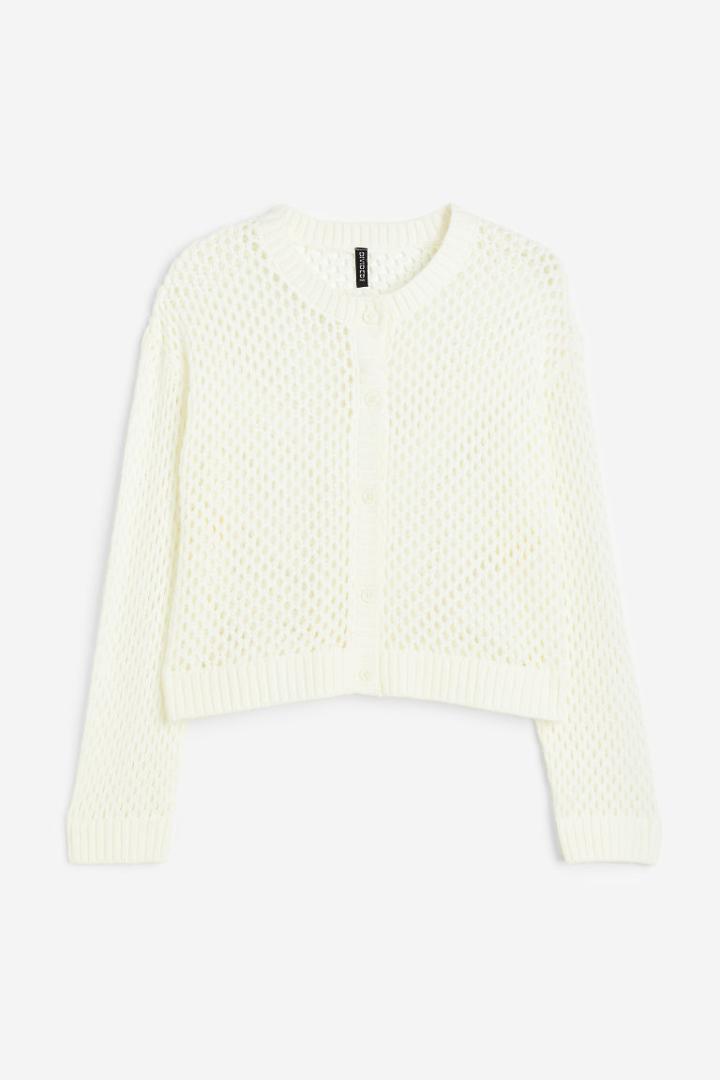 H & M - H & M+ Hole-knit Cardigan - White