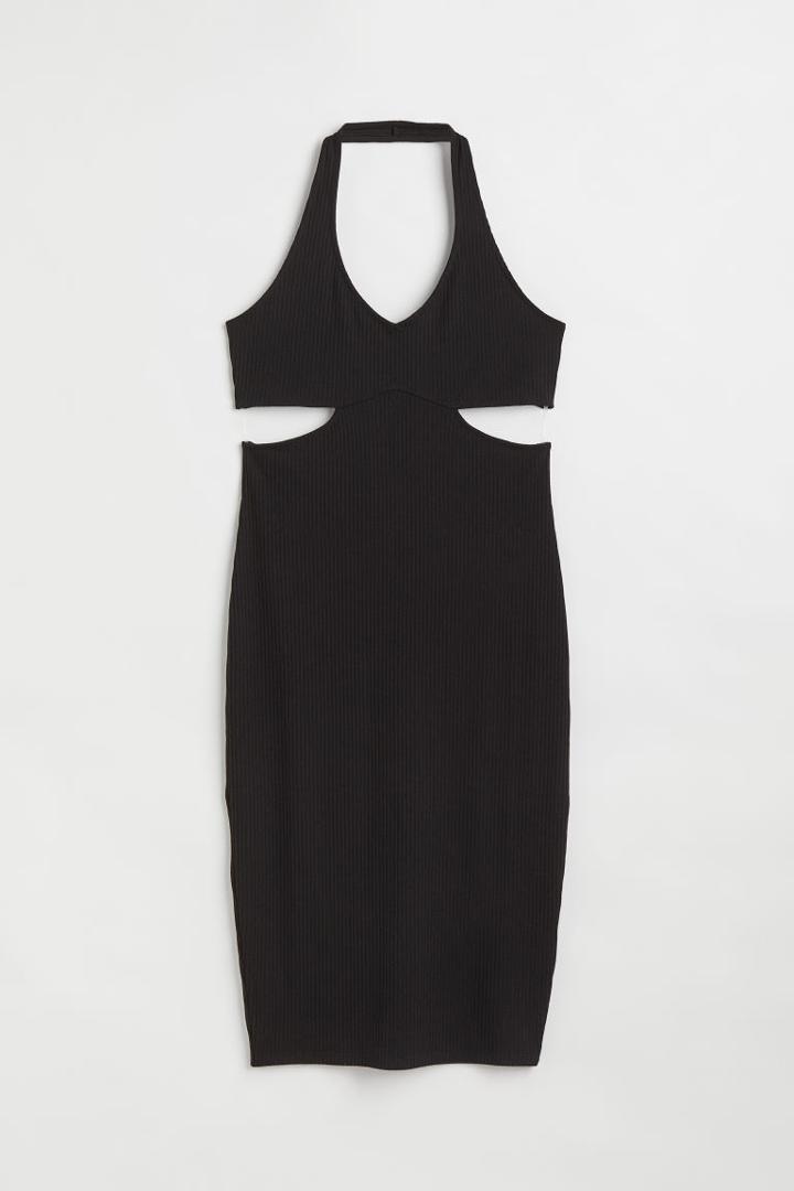 H & M - H & M+ Ribbed Halterneck Dress - Black