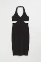 H & M - H & M+ Ribbed Halterneck Dress - Black