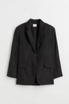 H & M - Oversized Linen-blend Jacket - Black