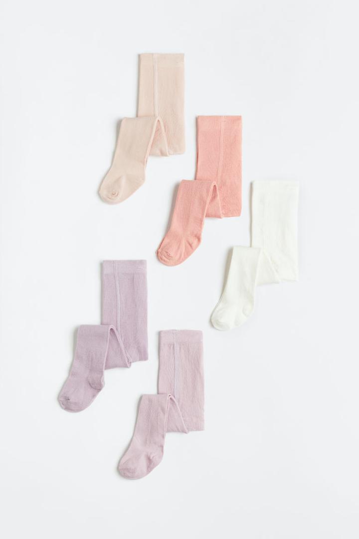 H & M - 5-pack Fine-knit Tights - Orange