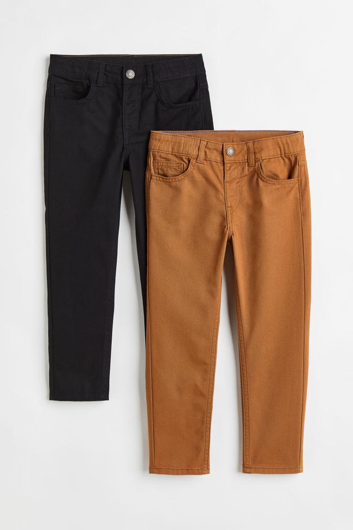 H & M - 2-pack Cotton Twill Pants - Black