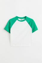 H & M - Crop T-shirt - Green
