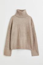 H & M - Oversized Turtleneck Sweater - Brown