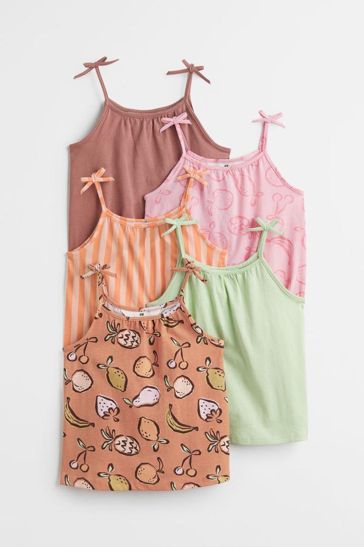 H & M - 5-pack Cotton Jersey Camisole Tops - Orange