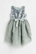 H & M - Sequined Tulle Dress - Green