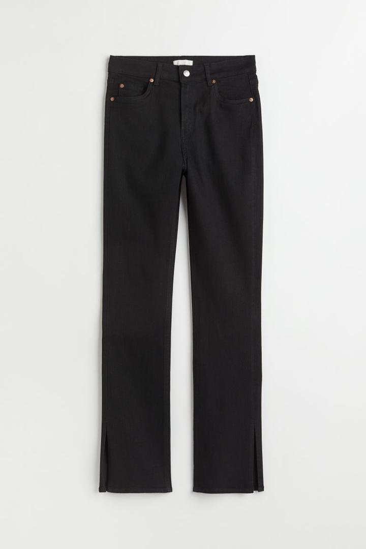 H & M - Slim High Split Jeans - Black