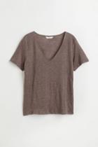 H & M - Linen Jersey Top - Brown