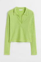 H & M - Collared Top - Green