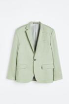 H & M - Regular Fit Linen Jacket - Green