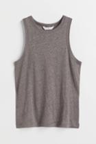 H & M - Linen Jersey Tank Top - Brown