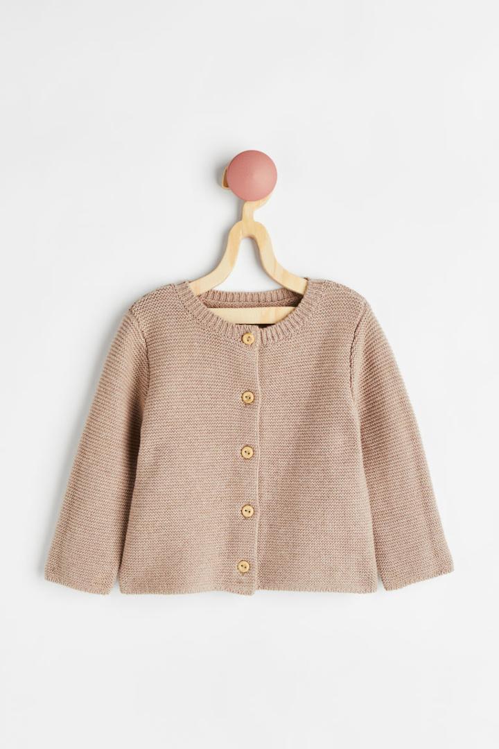 H & M - Garter-stitch Cardigan - Brown