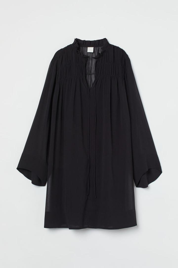 H & M - Crinkled Chiffon Dress - Black