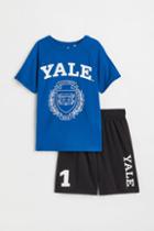 H & M - 2-piece Printed Sports Set - Blue