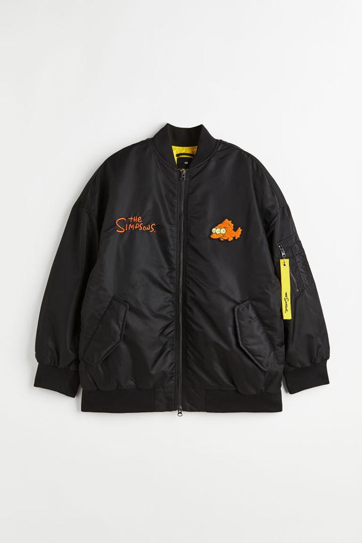 H & M - Oversized Fit Bomber Jacket - Black