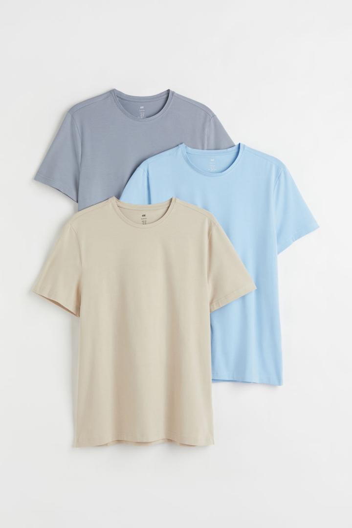 H & M - 3-pack Slim Fit T-shirts - Gray
