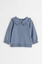 H & M - Flounce-collared Sweater - Blue