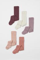 H & M - 5-pack Fine-knit Tights - Pink
