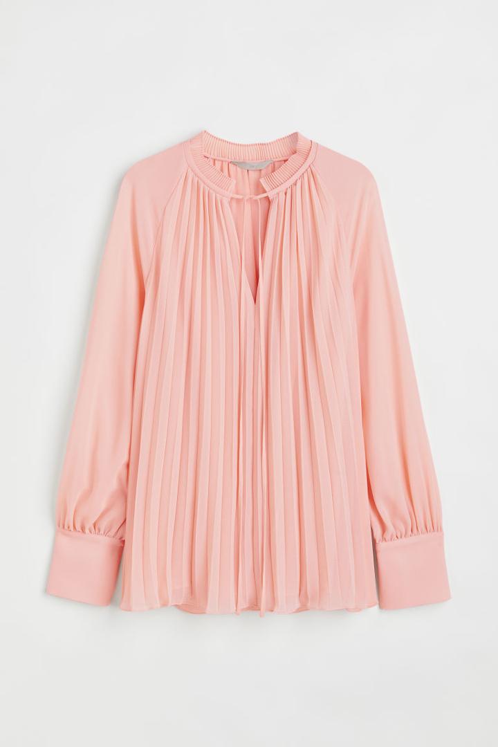 H & M - Pleated Chiffon Blouse - Orange