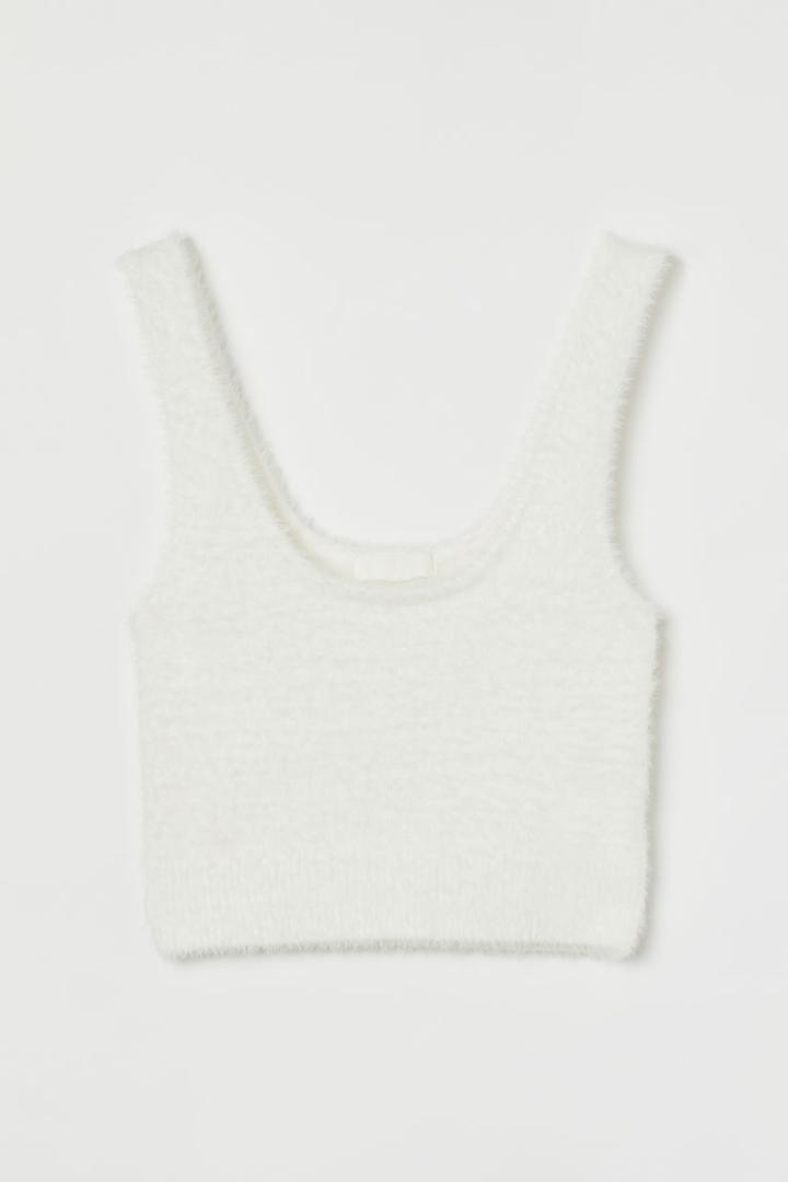 H & M - Fluffy Crop Top - White