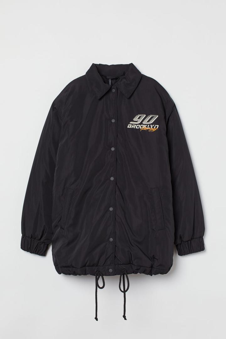 H & M - Oversized Printed Jacket - Black