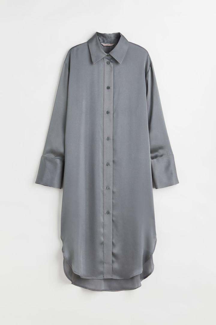 H & M - Oversized Shirt Dress - Green