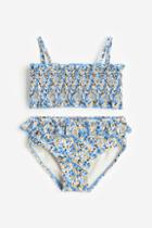 H & M - Ruffle-trimmed Smocked Bikini - Blue