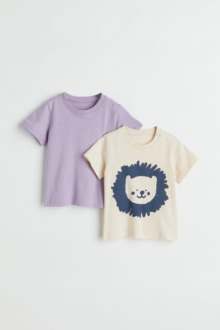 H & M - 2-pack Jersey T-shirts - Beige