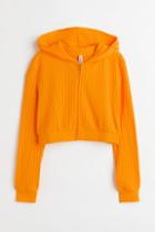 H & M - Hooded Crop Sweatshirt Jacket - Yellow
