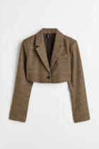 H & M - Twill Crop Blazer - Beige