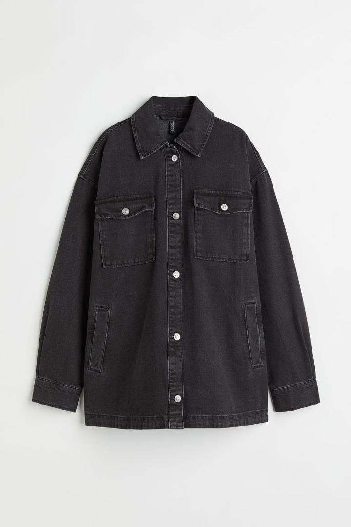 H & M - Oversized Denim Shacket - Black