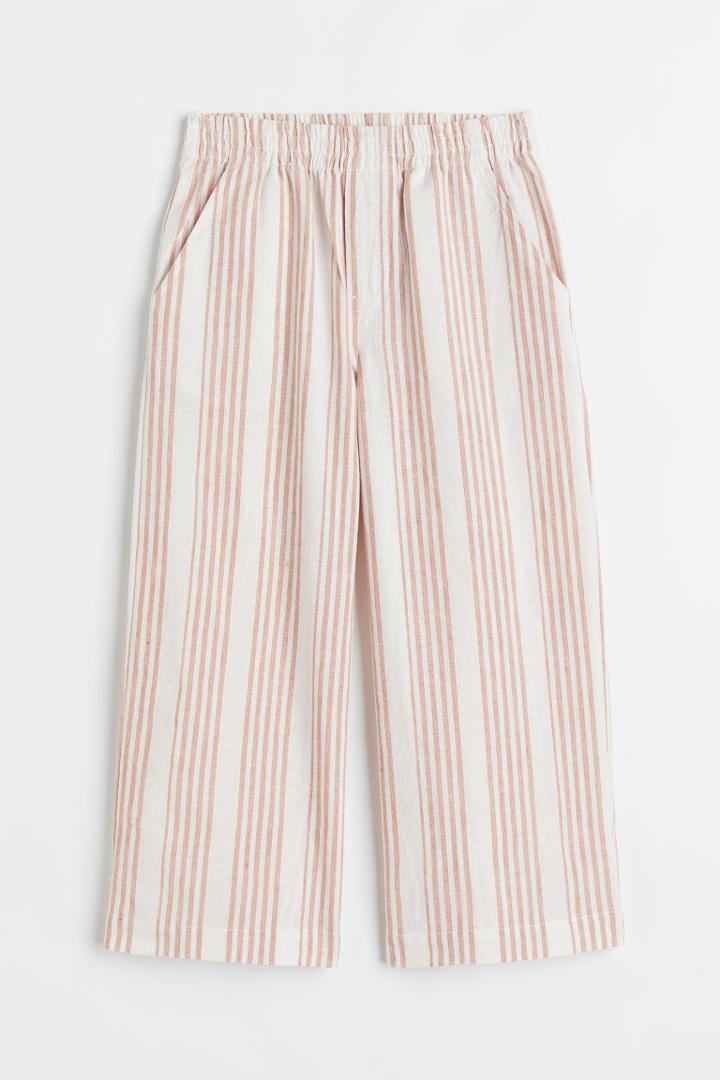 H & M - Wide-leg Linen-blend Pants - Orange