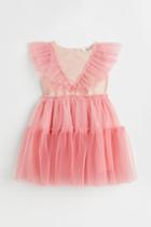 H & M - Flounced Tulle Dress - Pink