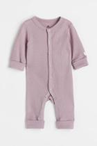 H & M - Adjustable-size Waffled Jumpsuit - Purple