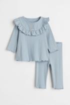 H & M - 2-piece Ribbed Cotton Set - Blue