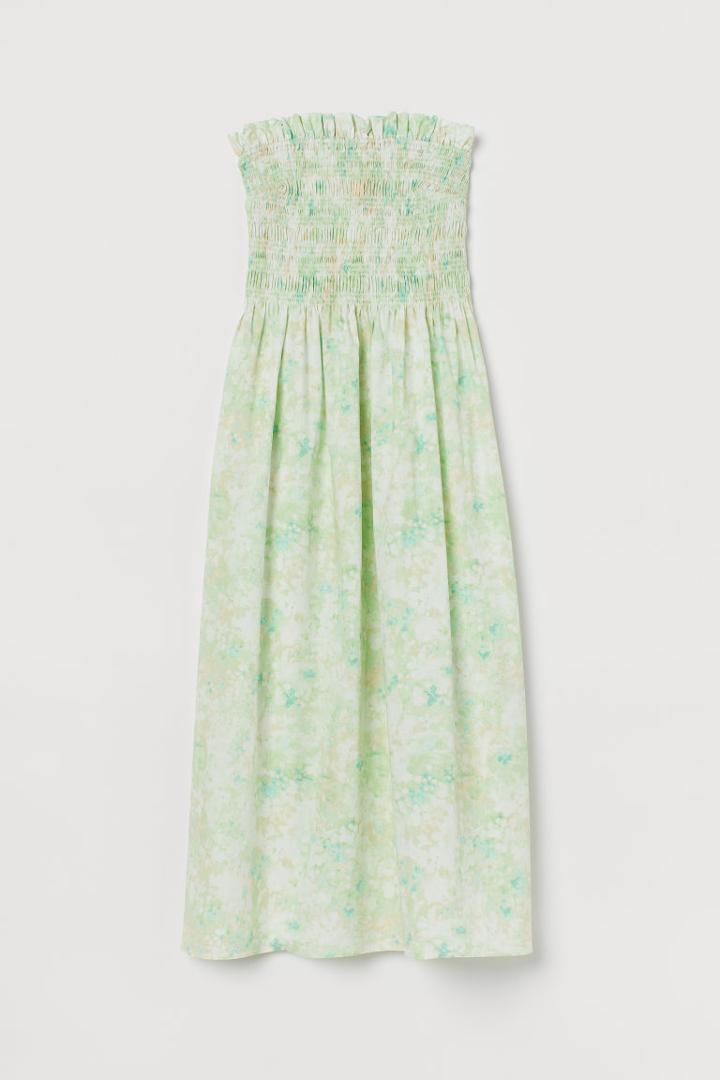 H & M - Smocked-bodice Dress - Green