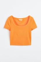 H & M - Ribbed Crop Top - Orange