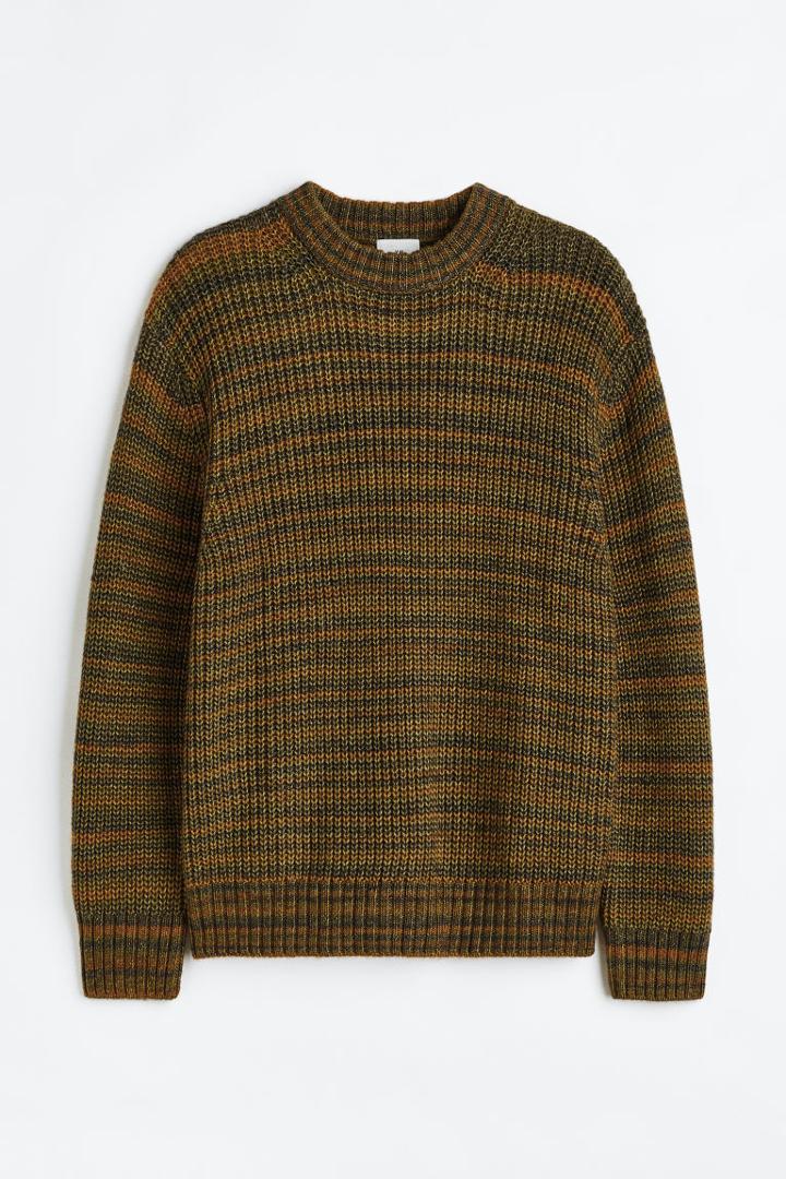 H & M - Relaxed Fit Rib-knit Sweater - Green