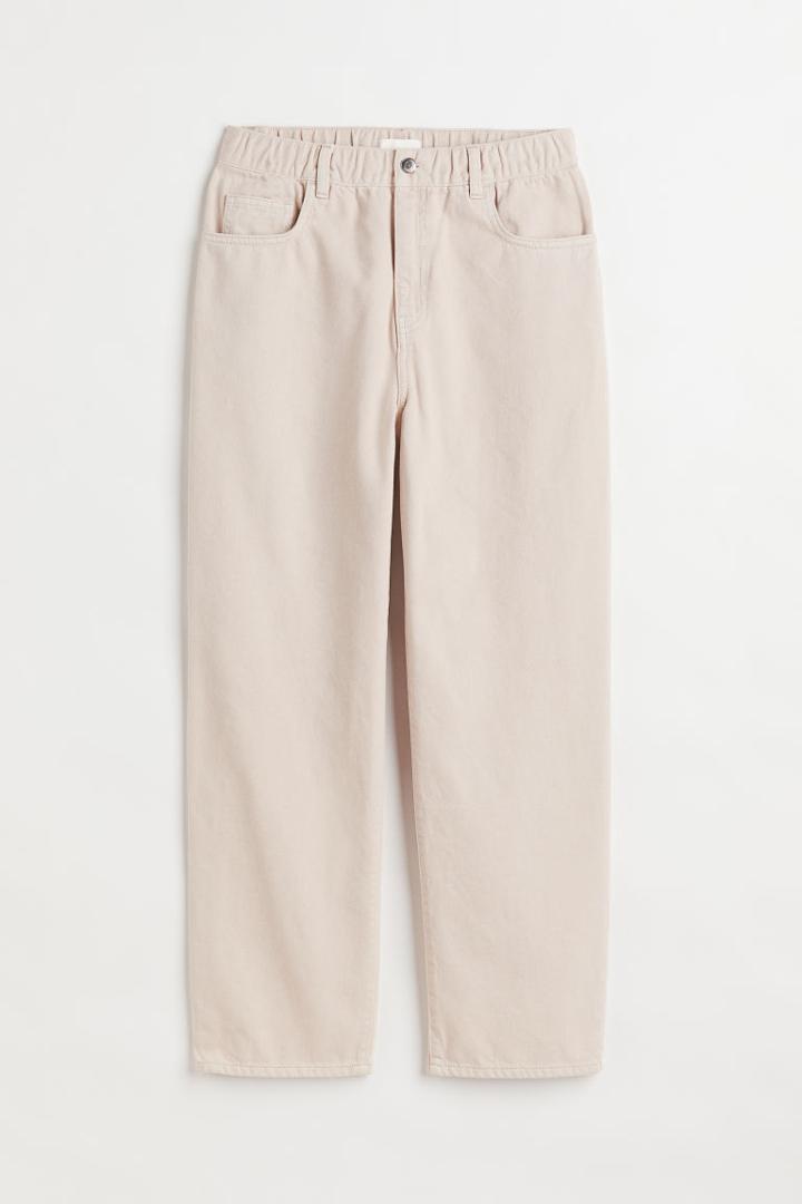 H & M - High Waist Twill Pants - Beige