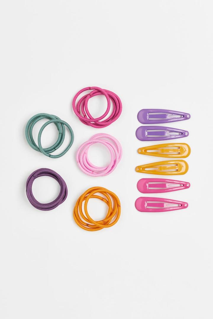 H & M - Hair Elastics And Clips - Pink