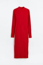 H & M - Ribbed Mock-turtleneck Dress - Red