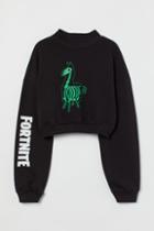 H & M - High-collar Sweatshirt - Black