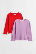 H & M - 2-pack Ribbed Tops - Purple