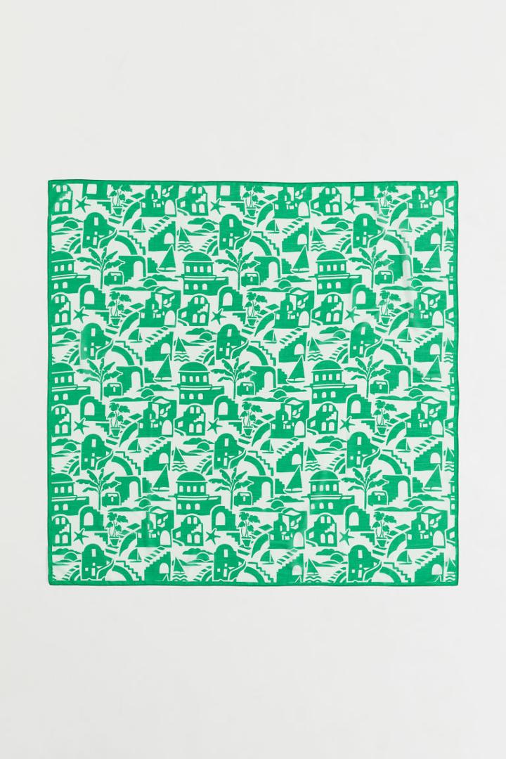 H & M - Patterned Scarf - Green