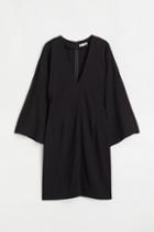 H & M - Wide-sleeved Dress - Black