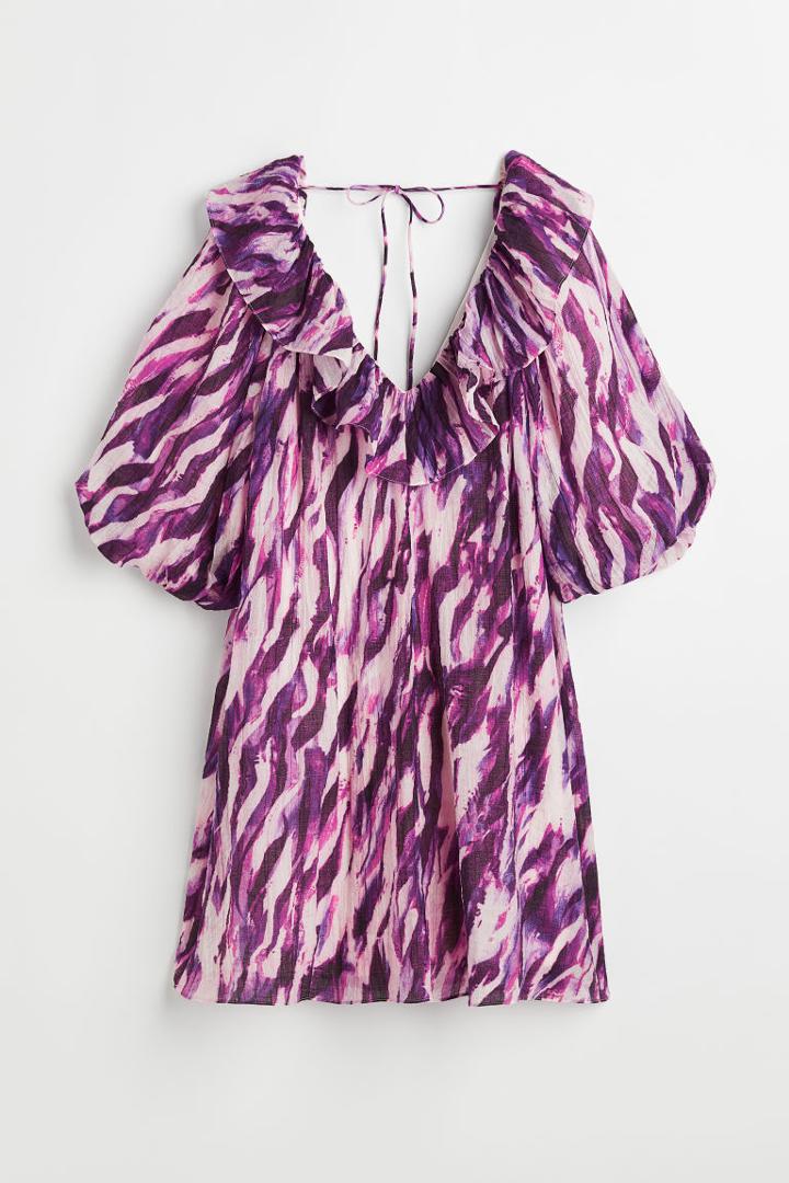 H & M - Voluminous Lyocell-blend Dress - Pink