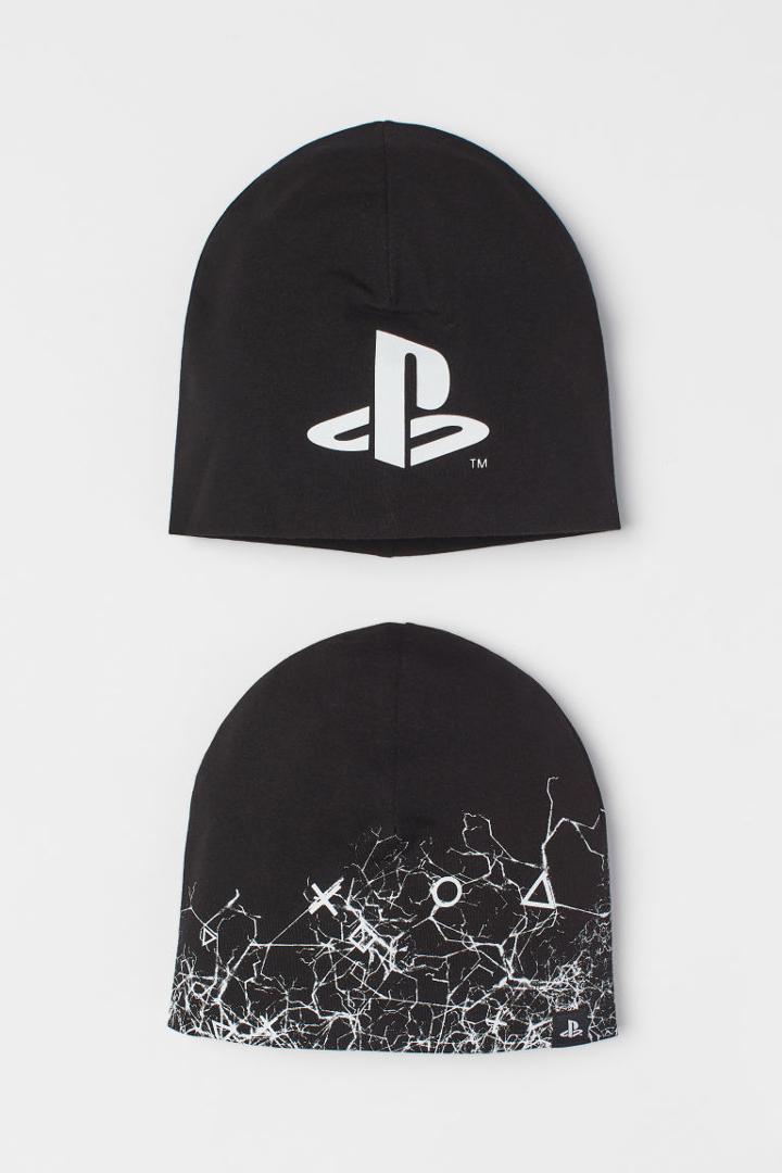 H & M - 2-pack Jersey Hats - Black